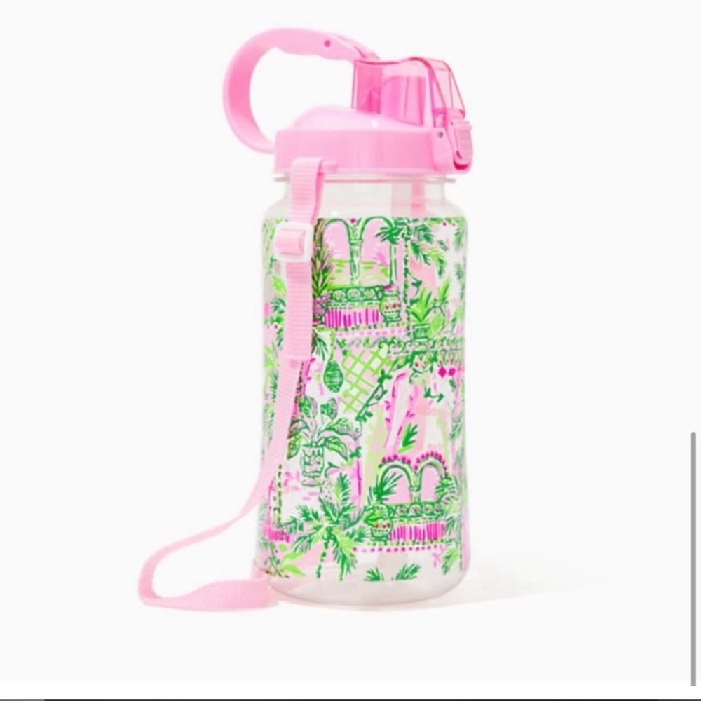 NEW water bottle carry strap gym beach pool travel Lilly Pulitzer workout straw